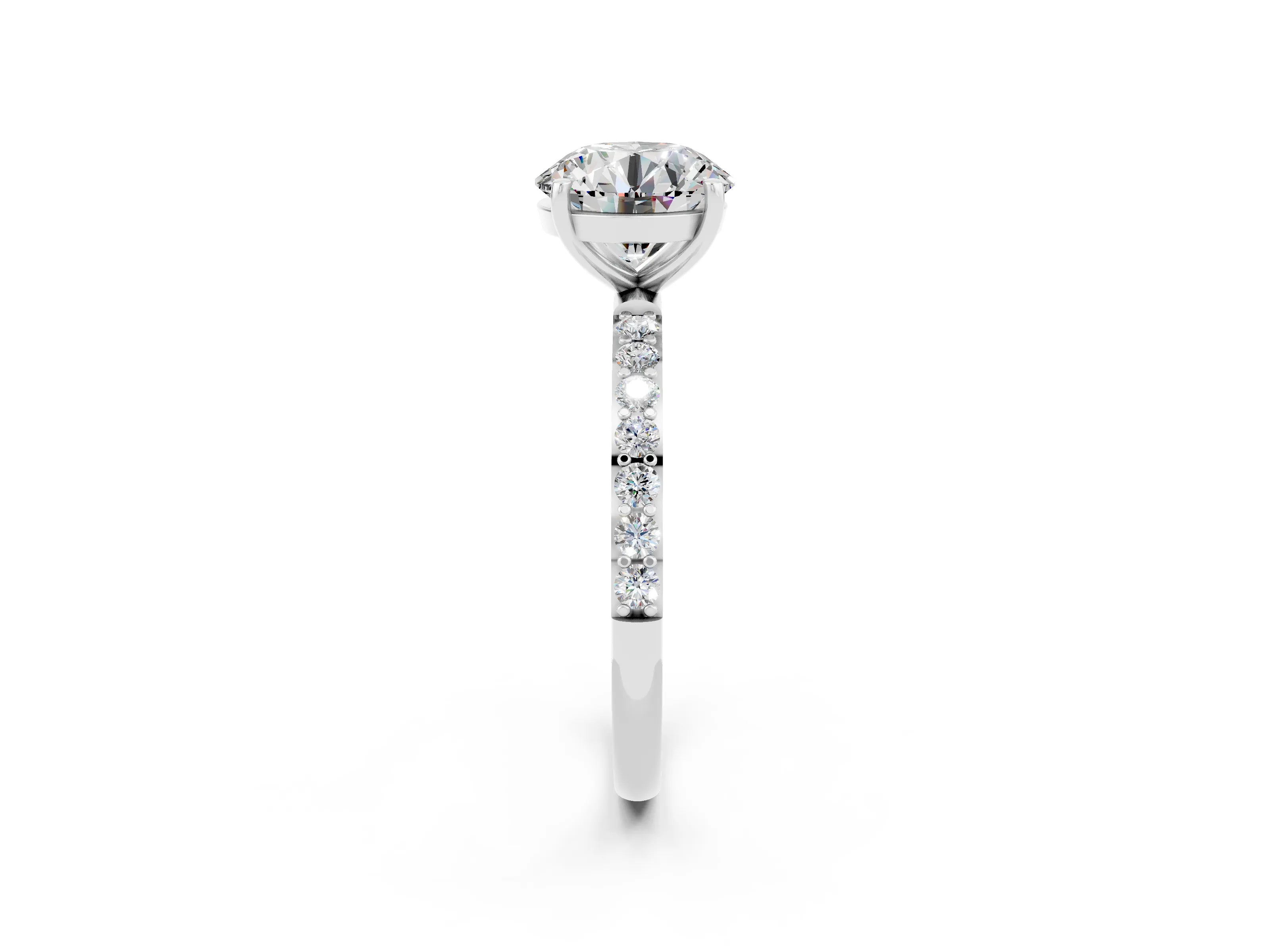 White gold Round Cut Diamond Pavé Band with Six-Prong Setting_2