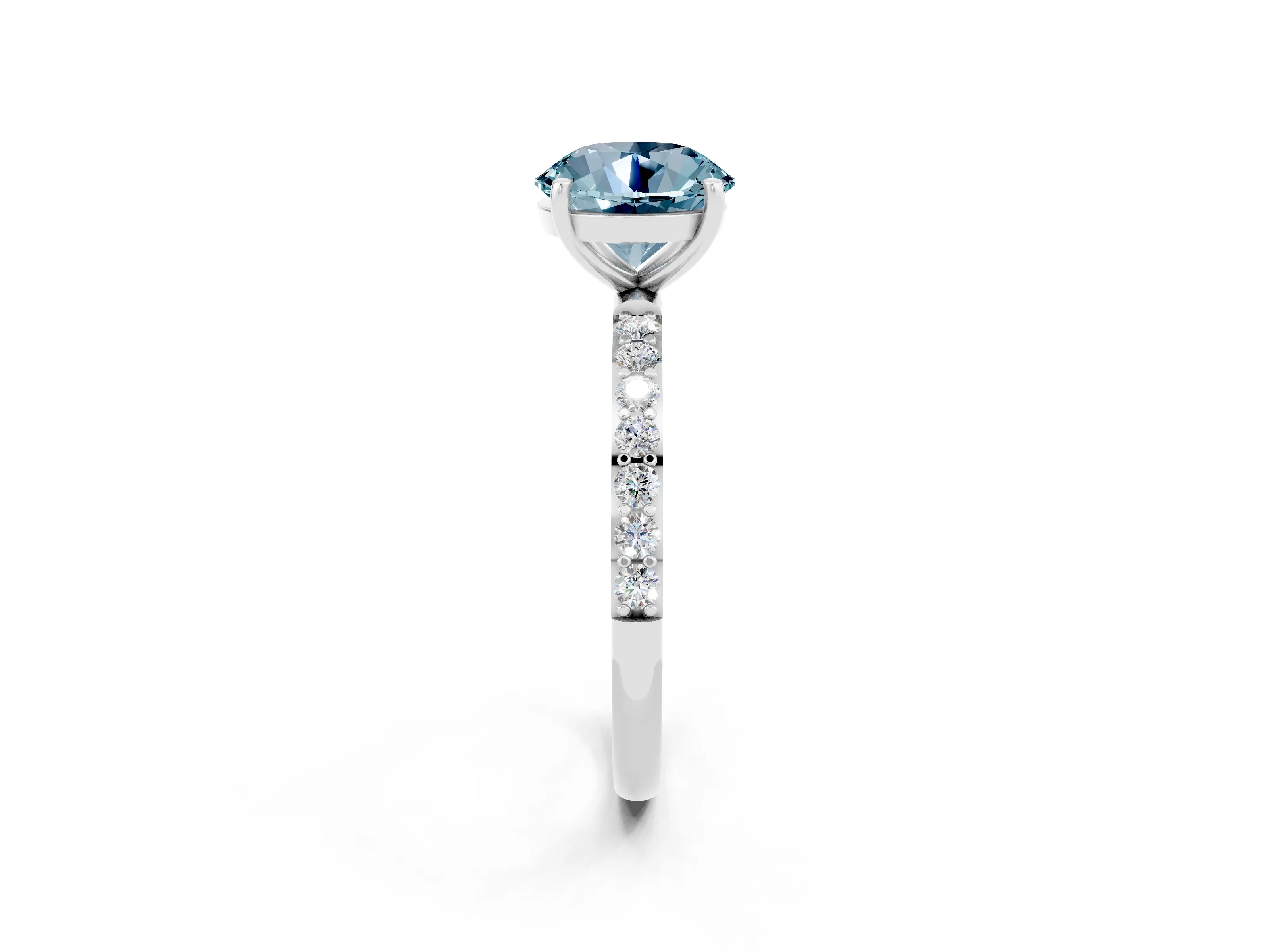 White gold Round Cut Diamond Pavé Band with Six-Prong Setting_2