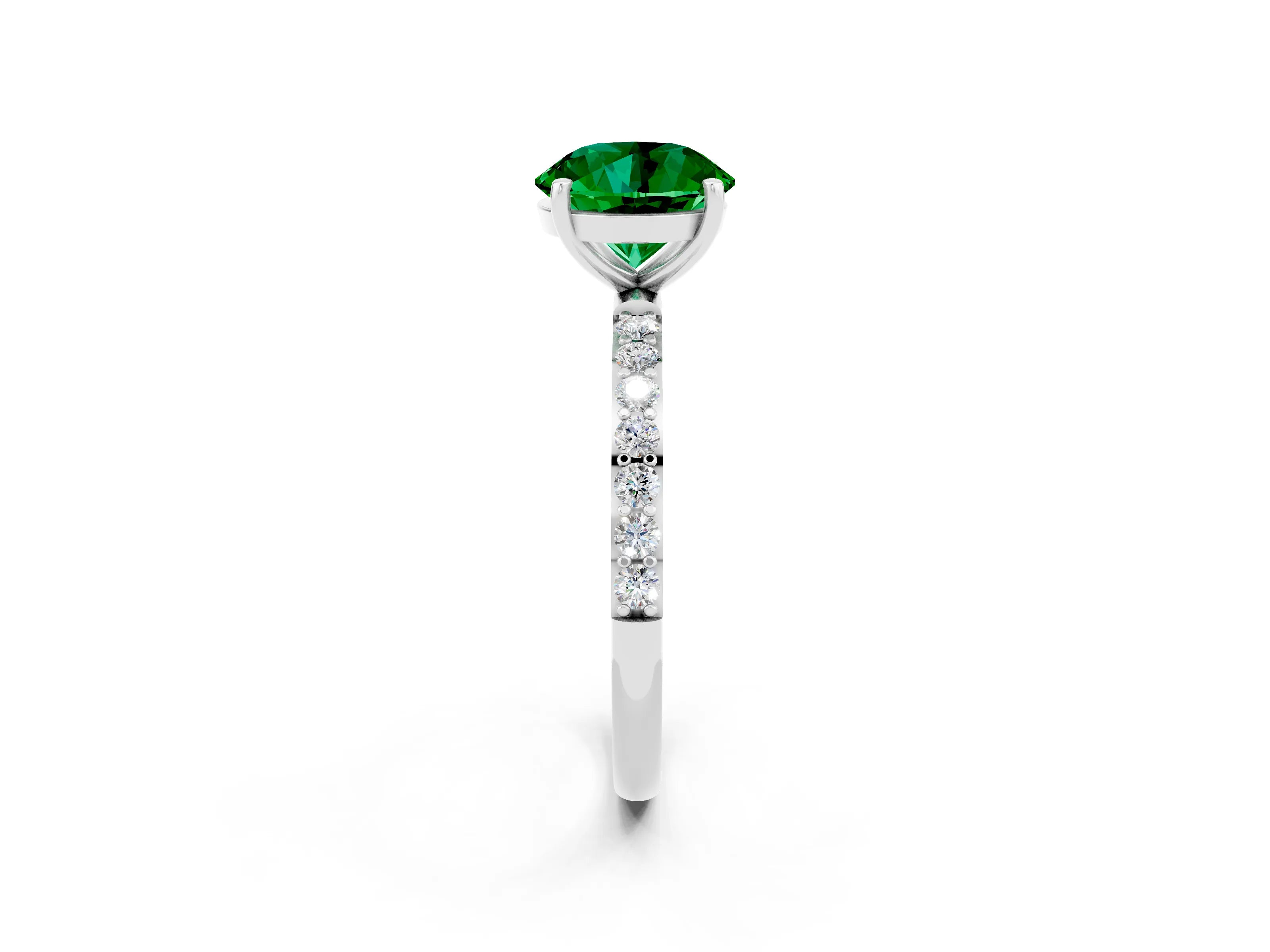 White gold Round Cut Diamond Pavé Band with Six-Prong Setting_2