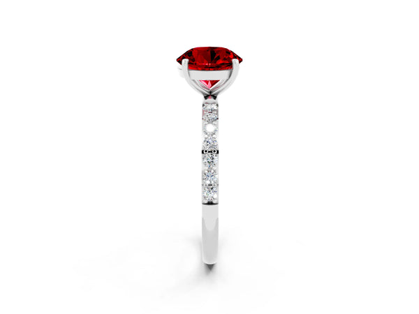 White gold Round Cut Diamond Pavé Band with Six-Prong Setting