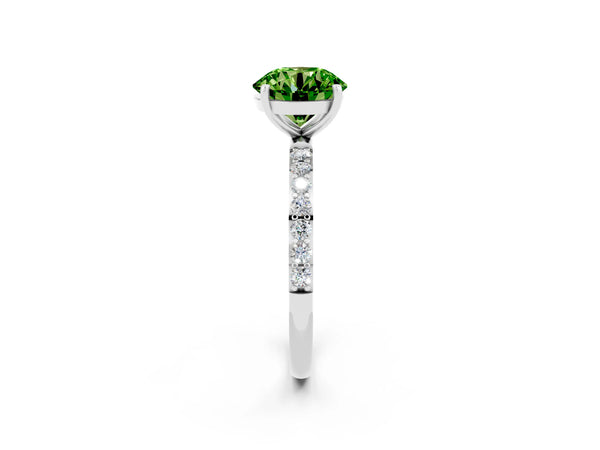 White gold Round Cut Diamond Pavé Band with Six-Prong Setting