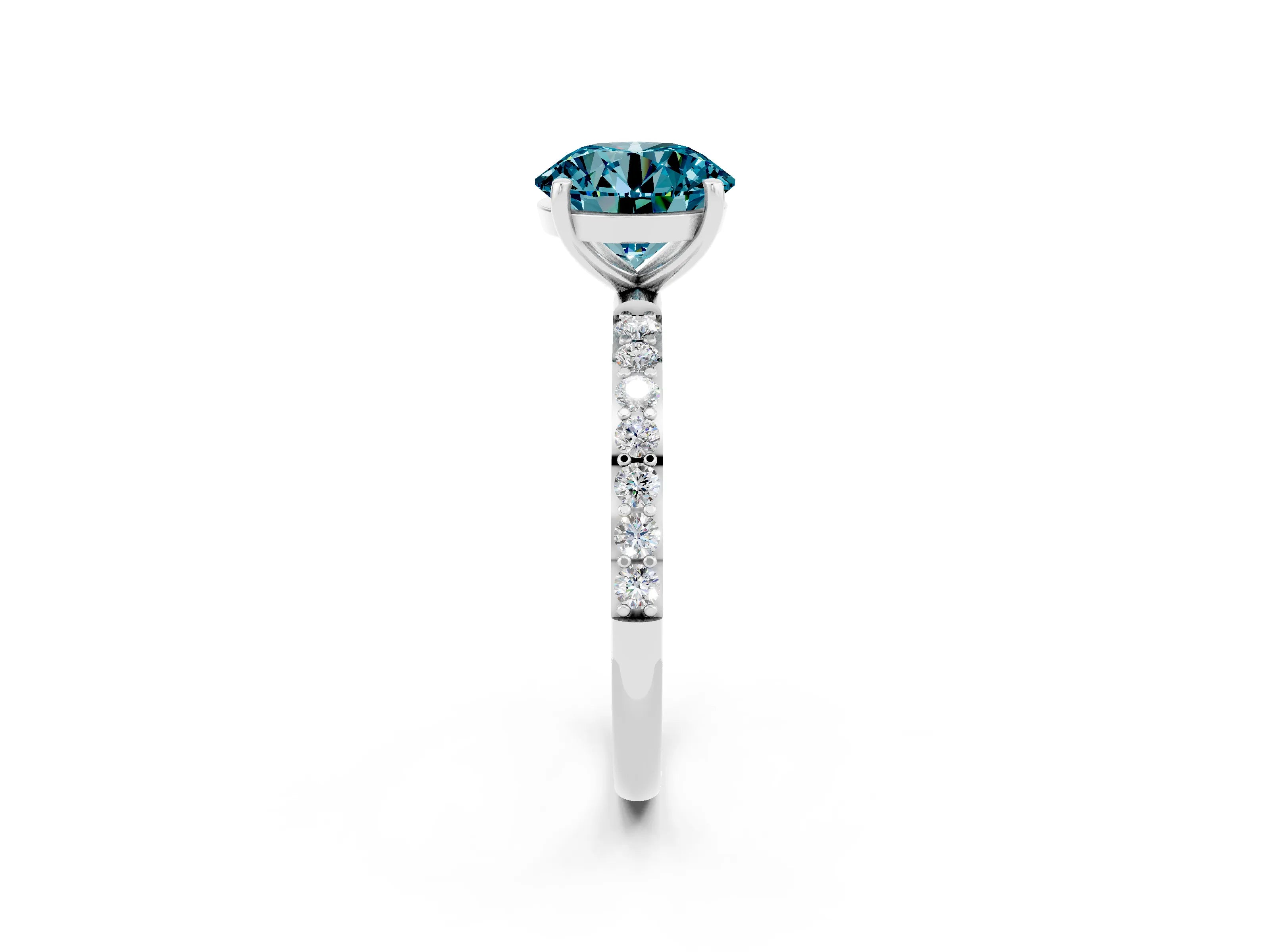 White gold Round Cut Diamond Pavé Band with Six-Prong Setting_2