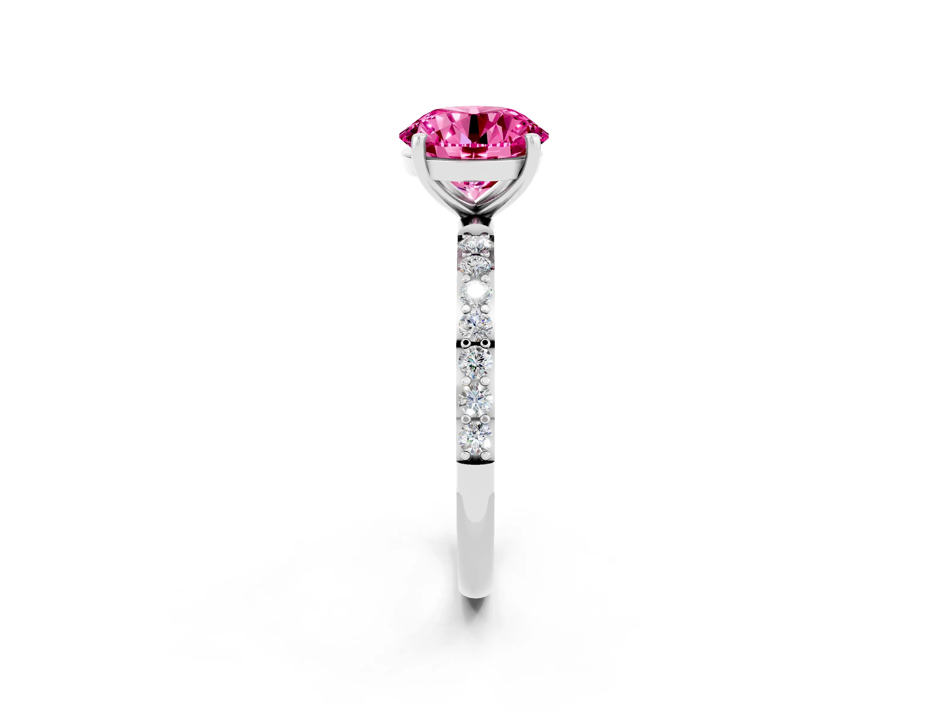 White gold Round Cut Diamond Pavé Band with Six-Prong Setting_2