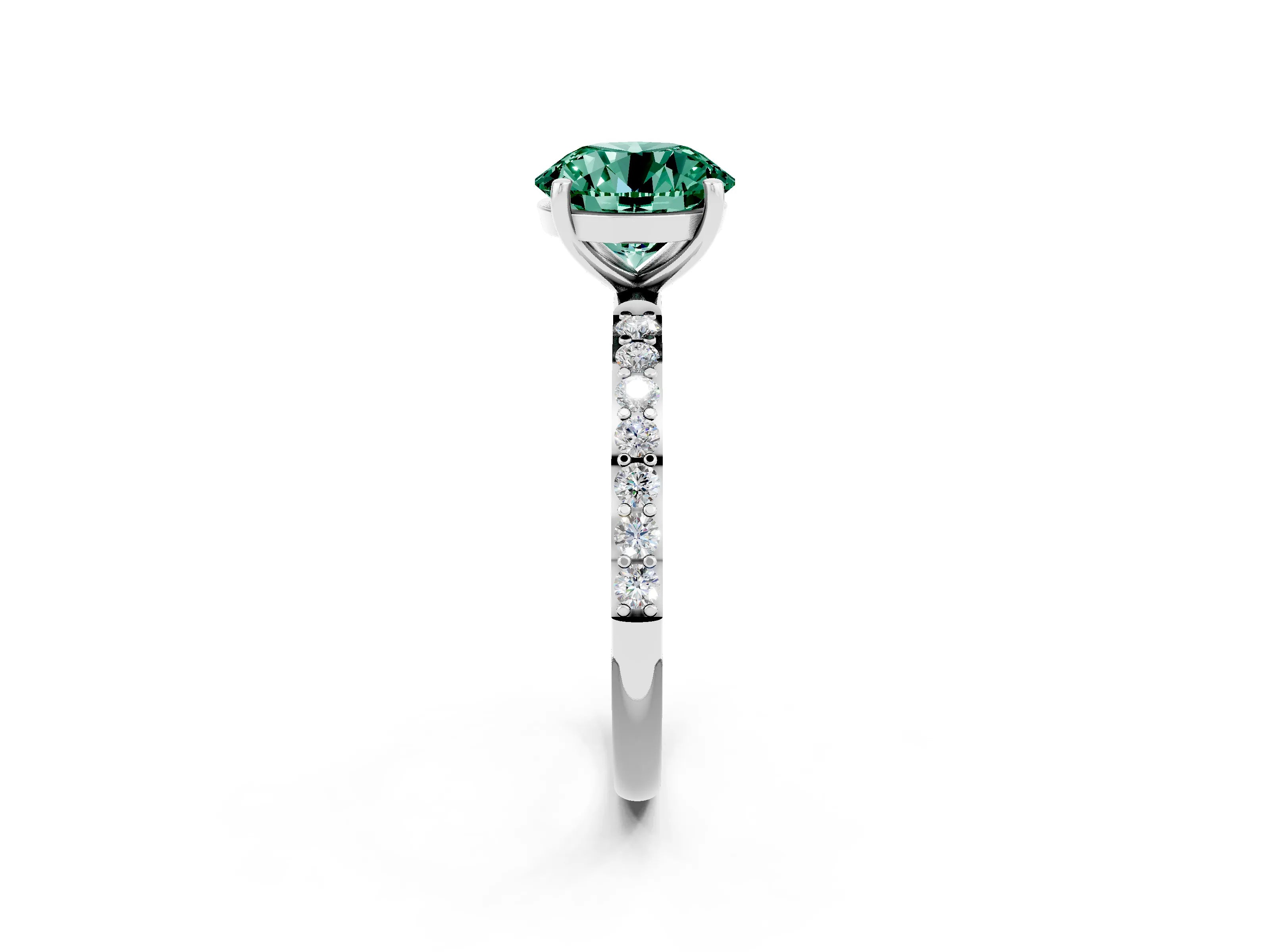 White gold Round Cut Diamond Pavé Band with Six-Prong Setting_2