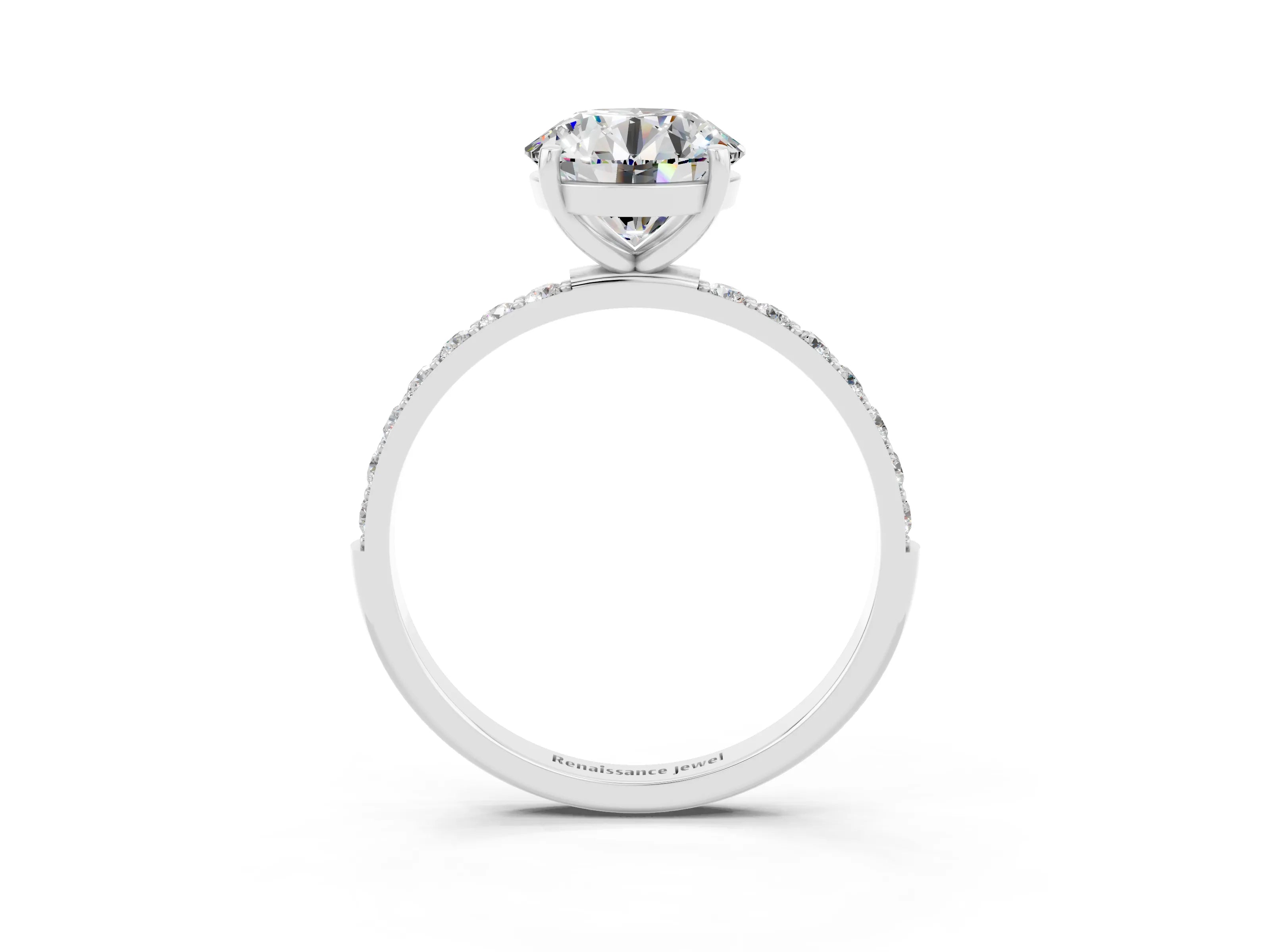 White gold Round Cut Diamond Pavé Band with Six-Prong Setting_3