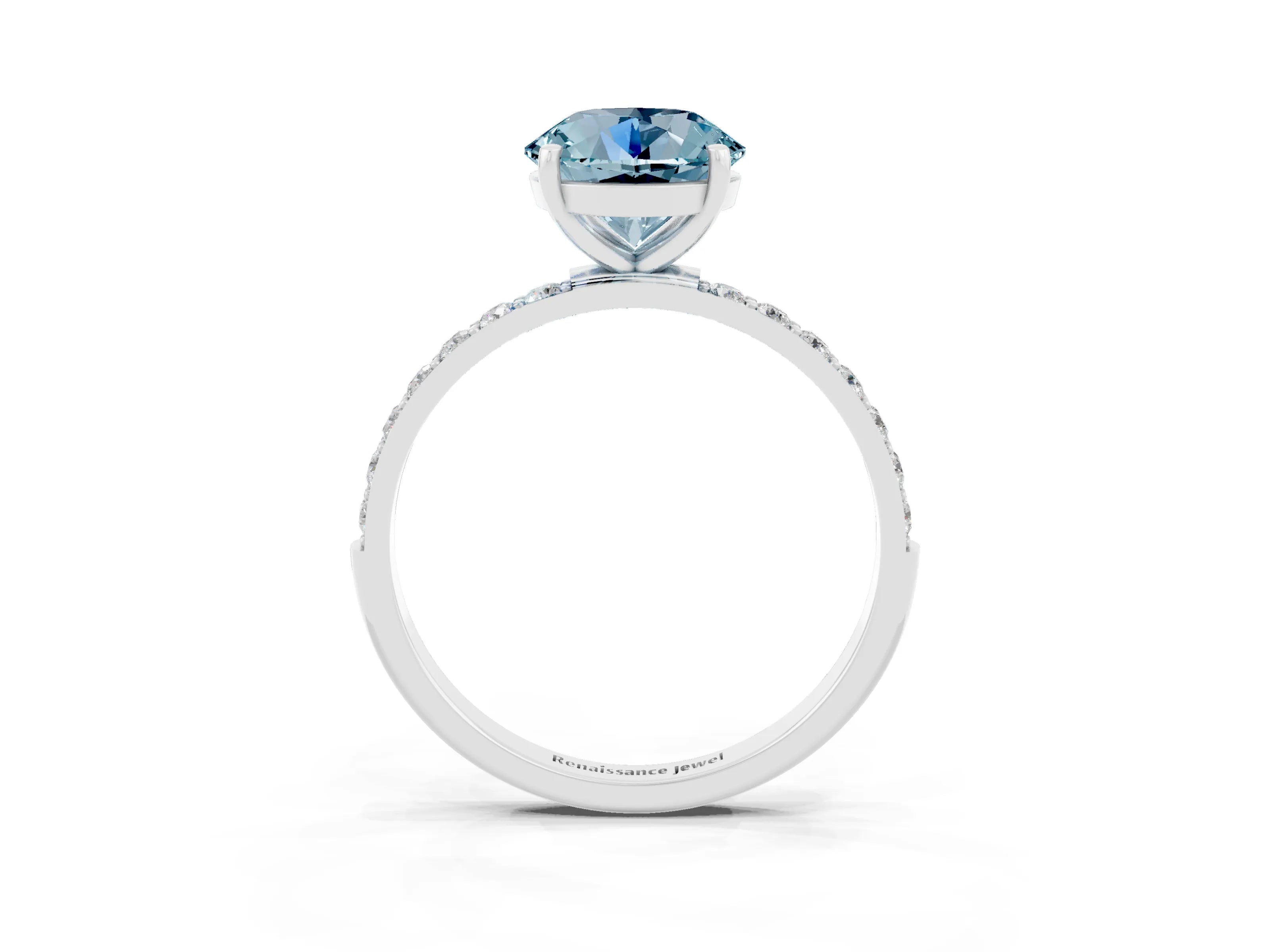White gold Round Cut Diamond Pavé Band with Six-Prong Setting_3