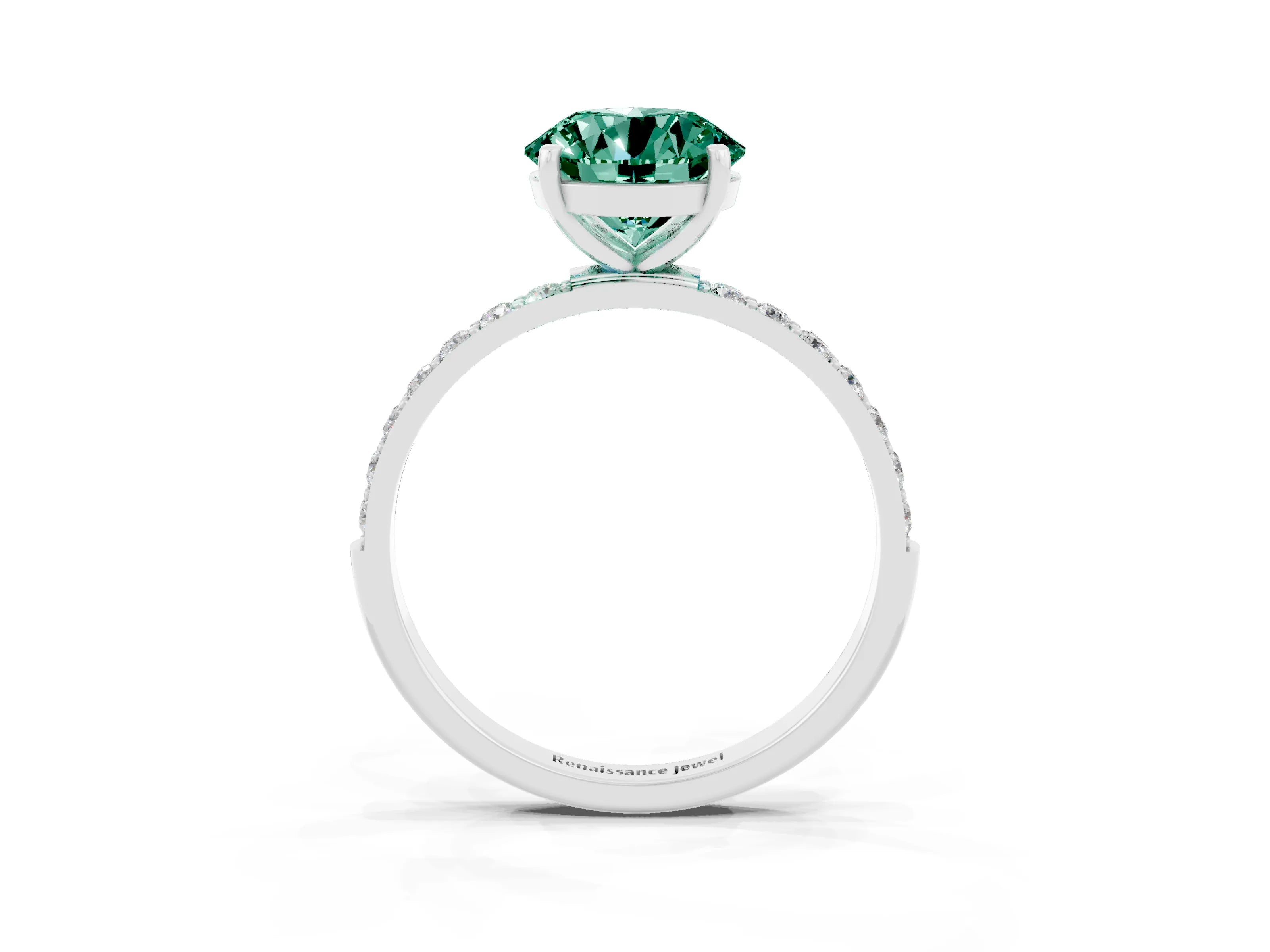 White gold Round Cut Diamond Pavé Band with Six-Prong Setting_3