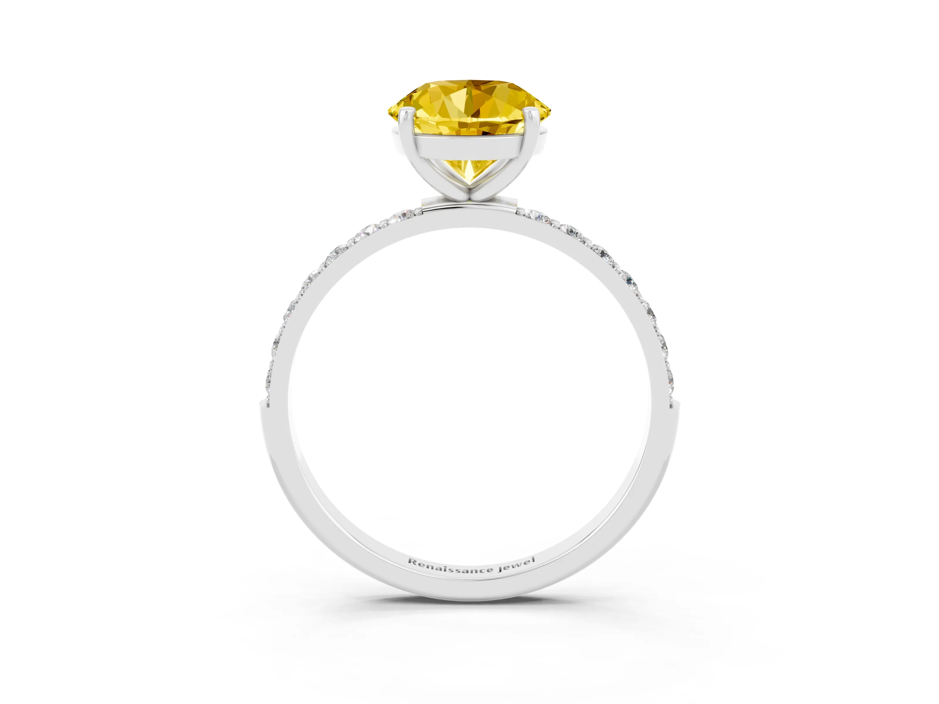 White gold Round Cut Diamond Pavé Band with Six-Prong Setting_3