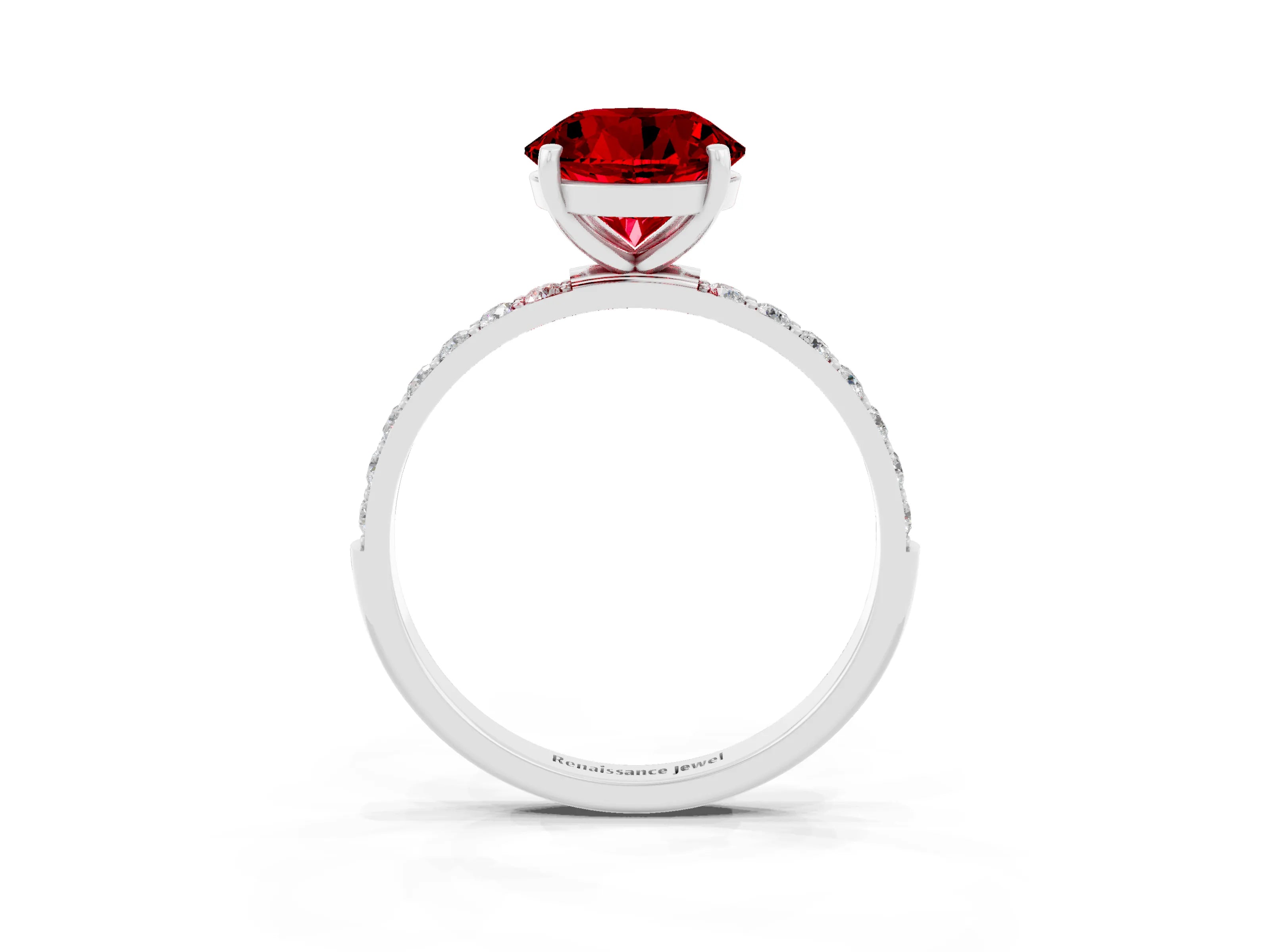 White gold Round Cut Diamond Pavé Band with Six-Prong Setting_3