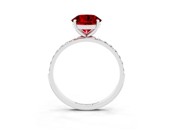 Silver Round Cut Diamond Pavé Band with Six-Prong Setting