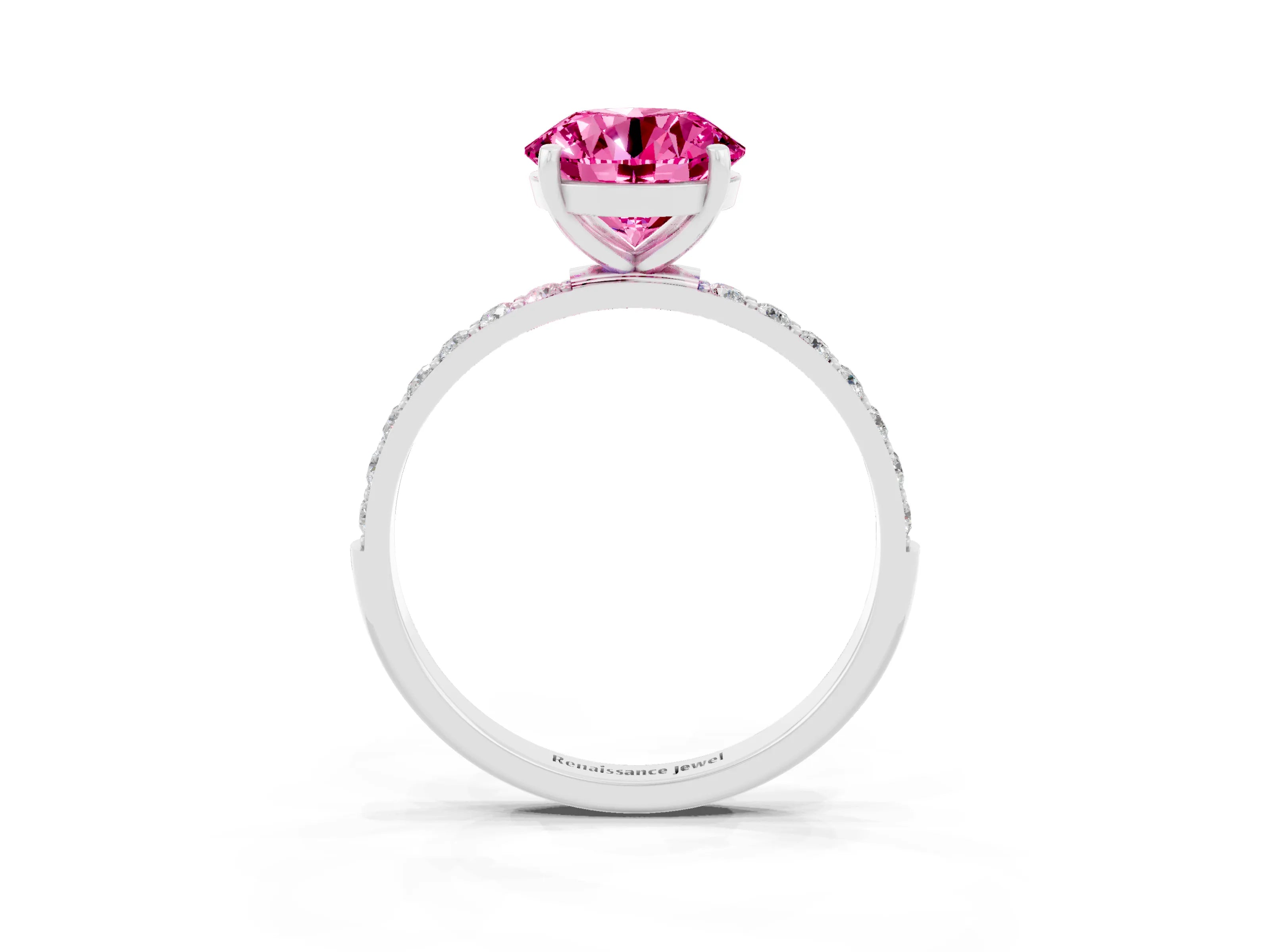 White gold Round Cut Diamond Pavé Band with Six-Prong Setting_3