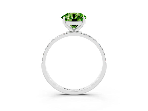 Platinum Round Cut Diamond Pavé Band with Six-Prong Setting