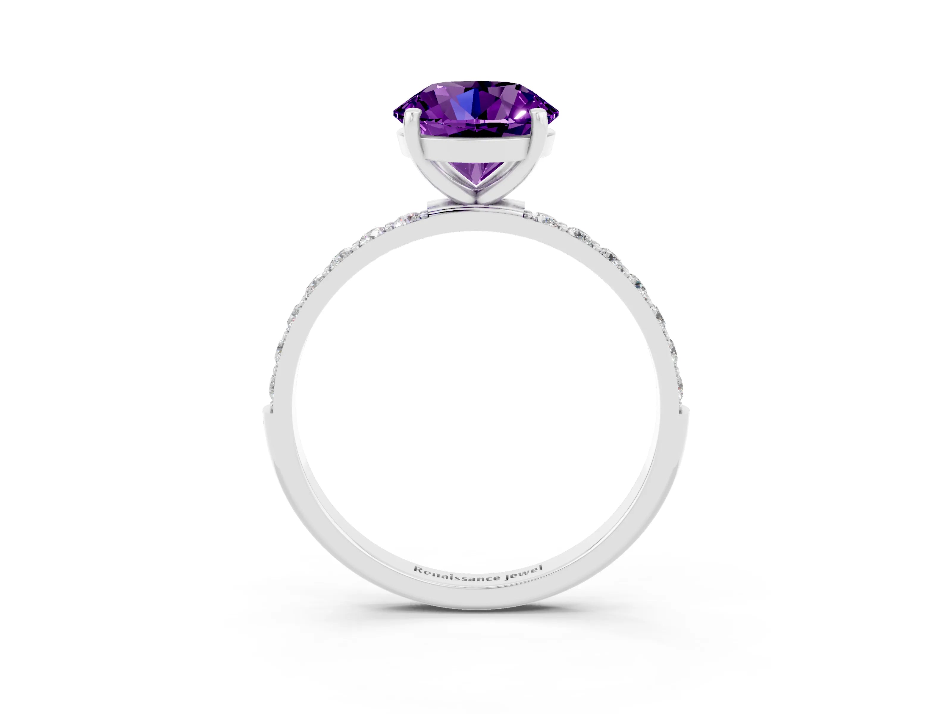 White gold Round Cut Diamond Pavé Band with Six-Prong Setting_3