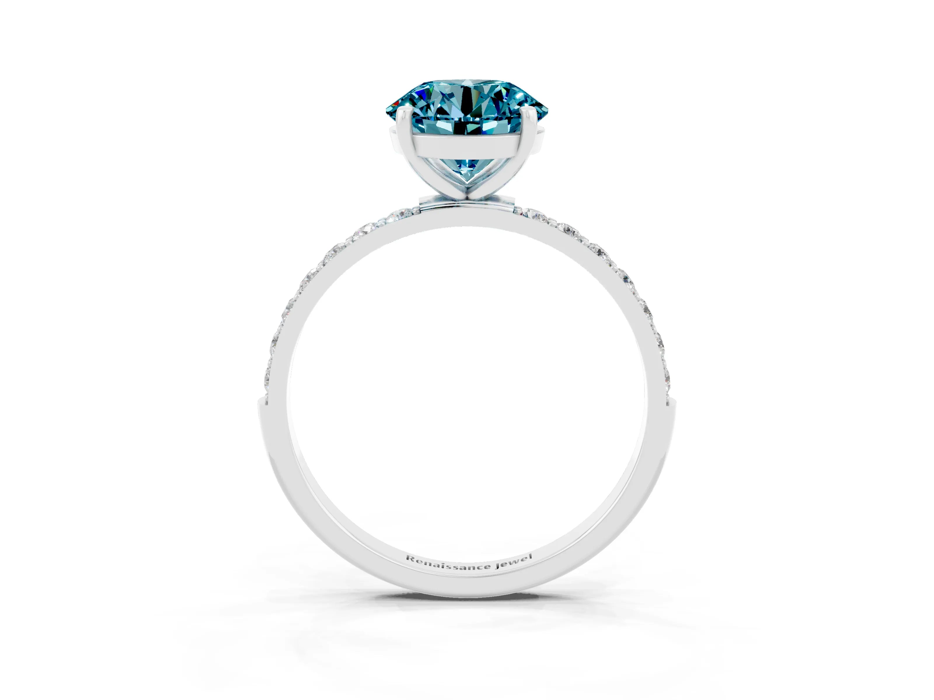 White gold Round Cut Diamond Pavé Band with Six-Prong Setting_3