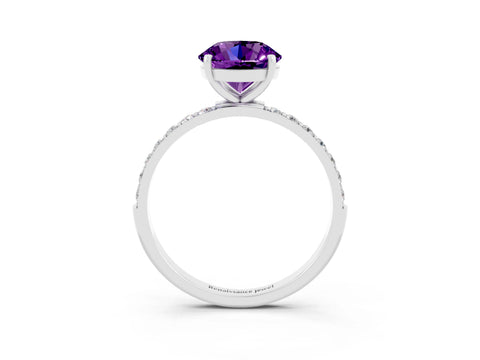 White gold Round Cut Diamond Pavé Band with Six-Prong Setting_3