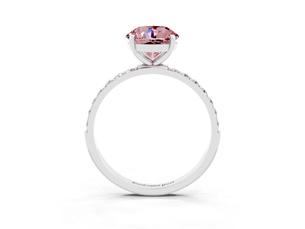 White gold Round Cut Diamond Pavé Band with Six-Prong Setting
