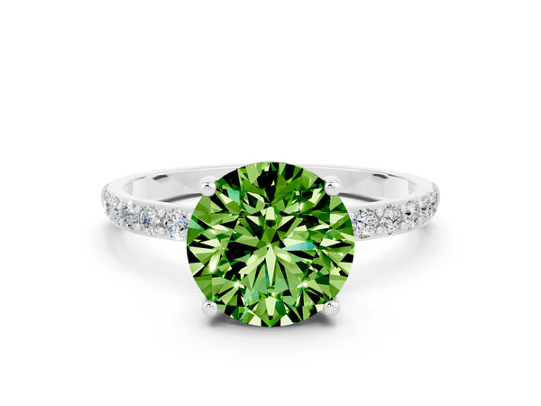 Platinum Round Cut Diamond Pavé Band with Six-Prong Setting