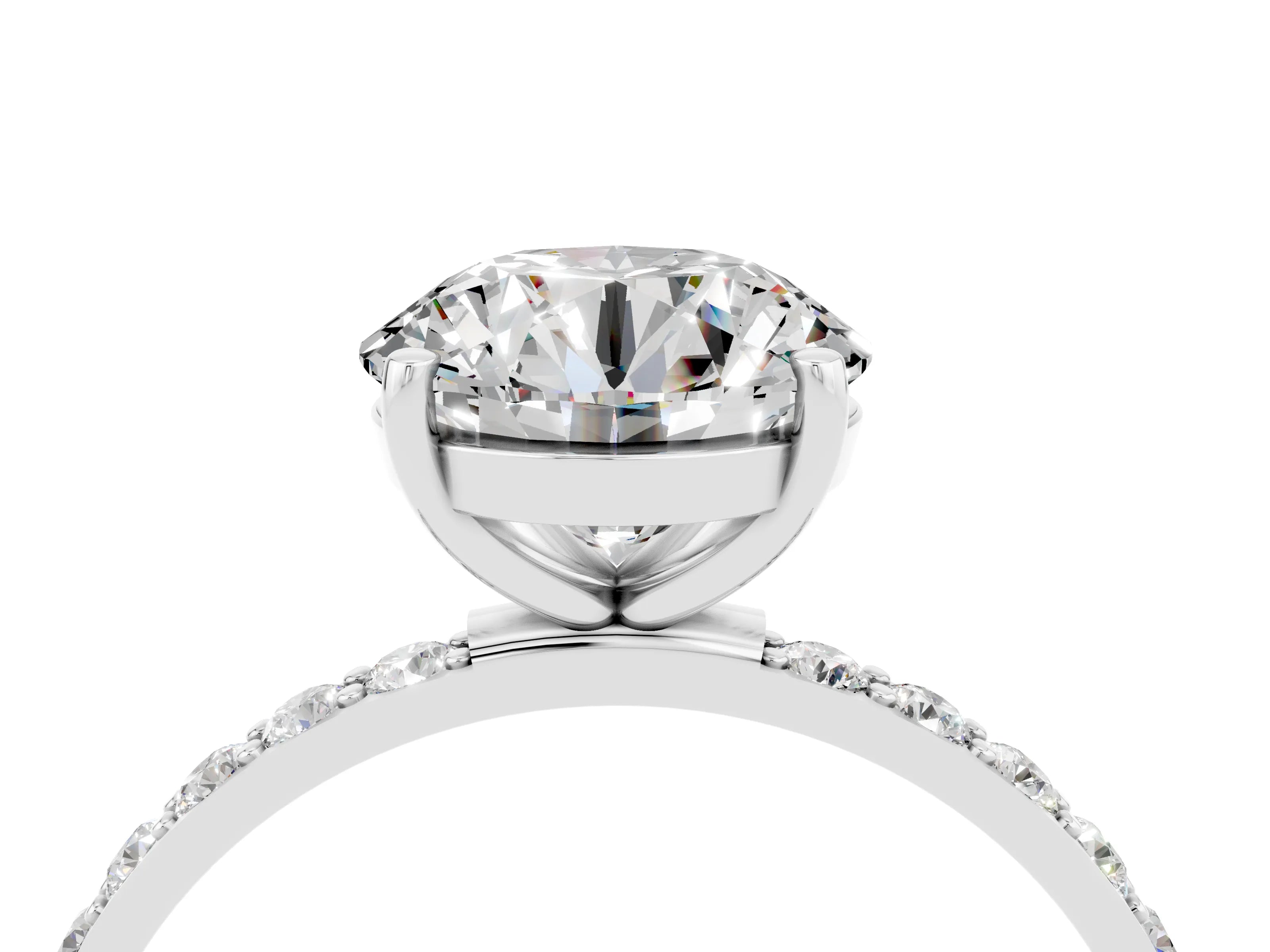 White gold Round Cut Diamond Pavé Band with Six-Prong Setting_4