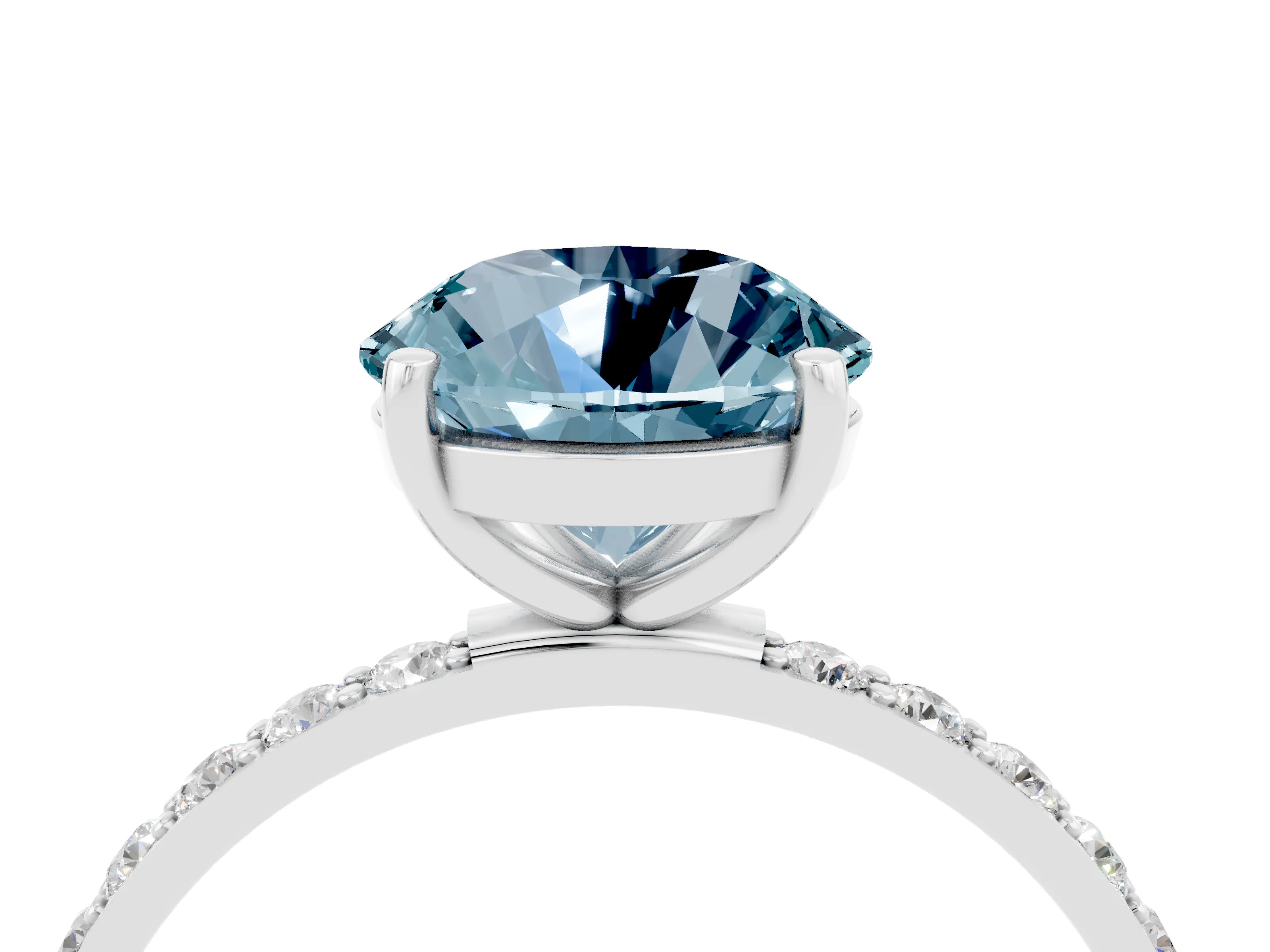 White gold Round Cut Diamond Pavé Band with Six-Prong Setting_4