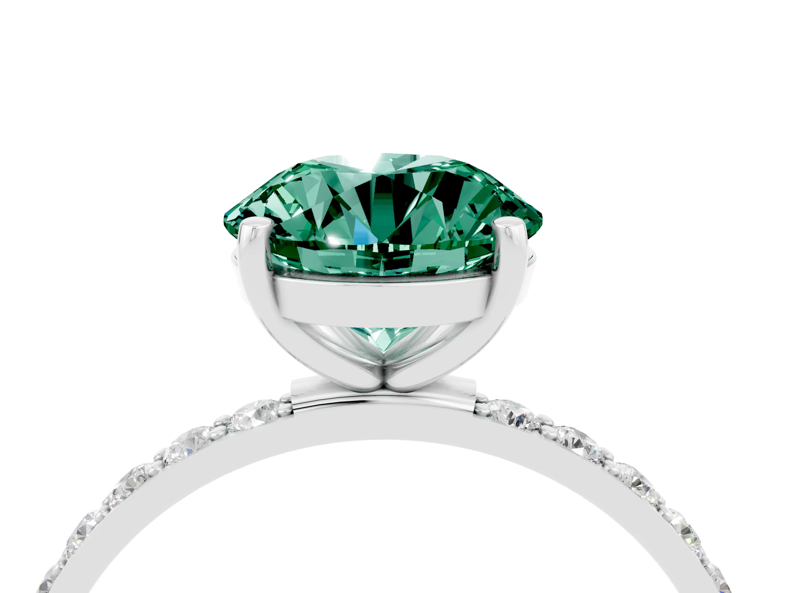 White gold Round Cut Diamond Pavé Band with Six-Prong Setting_4