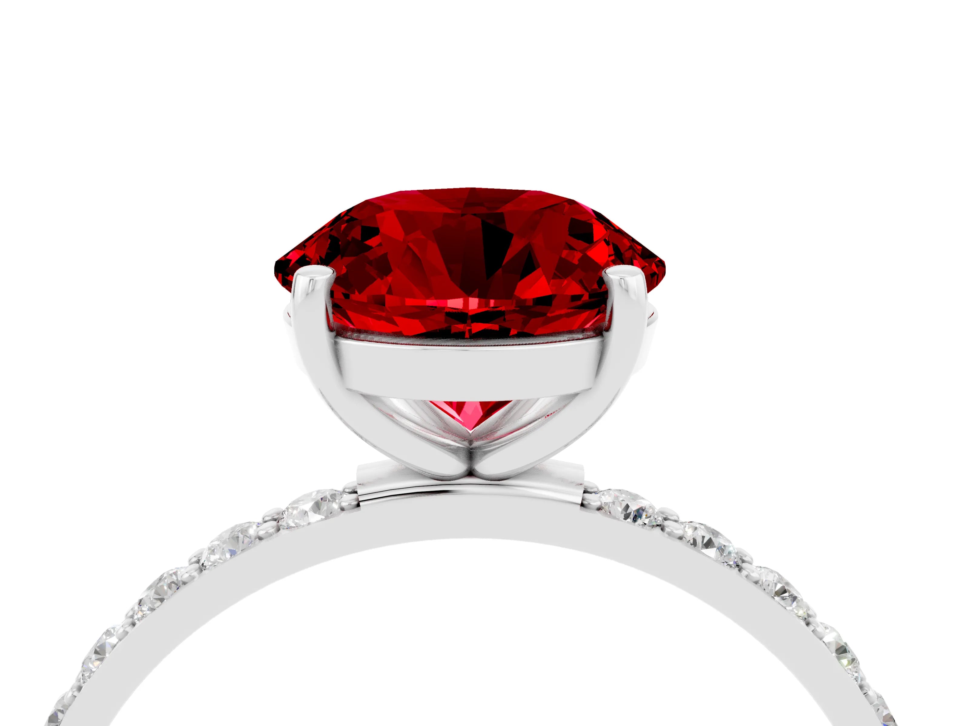 White gold Round Cut Diamond Pavé Band with Six-Prong Setting_4