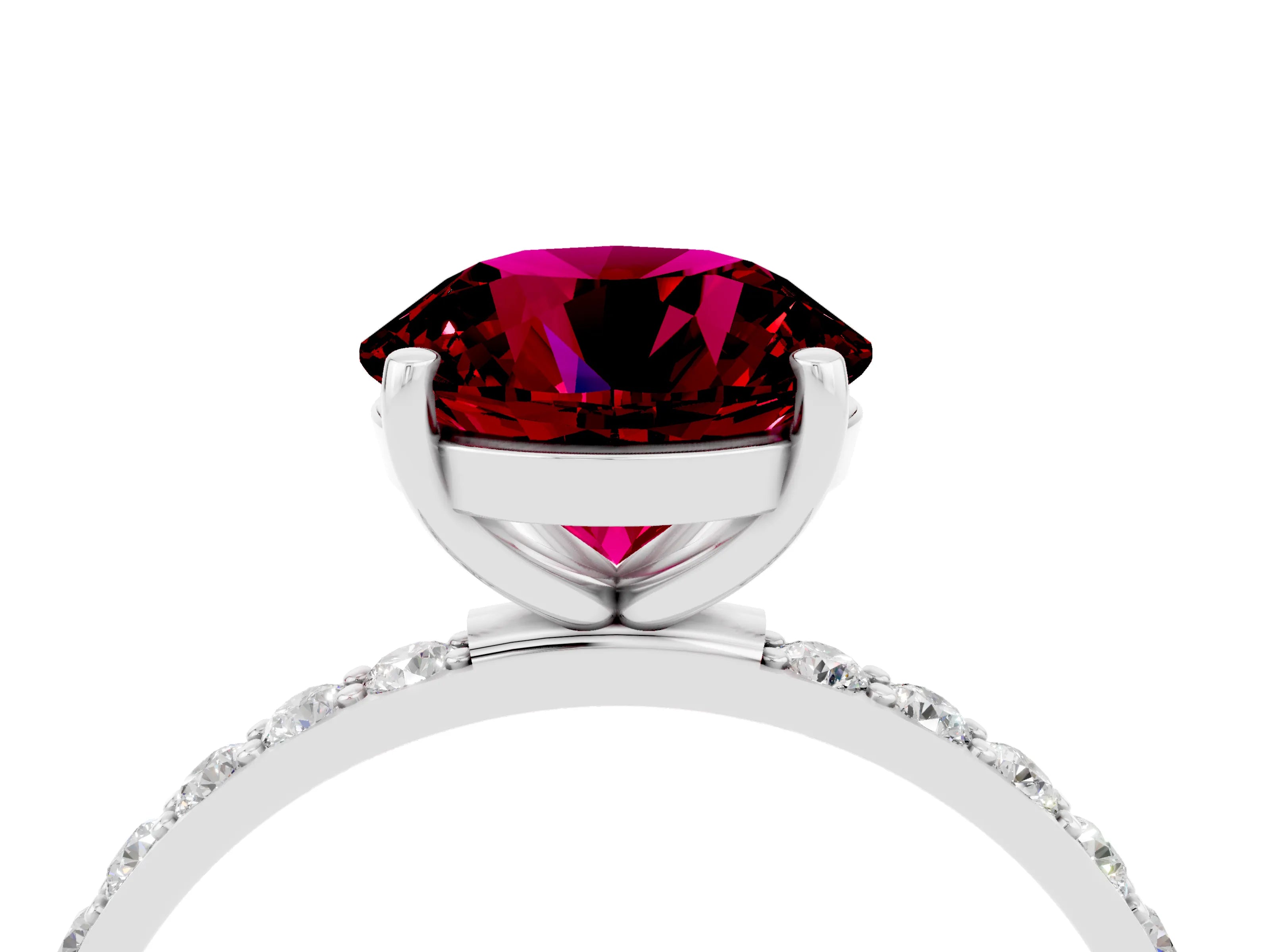 White gold Round Cut Diamond Pavé Band with Six-Prong Setting_4