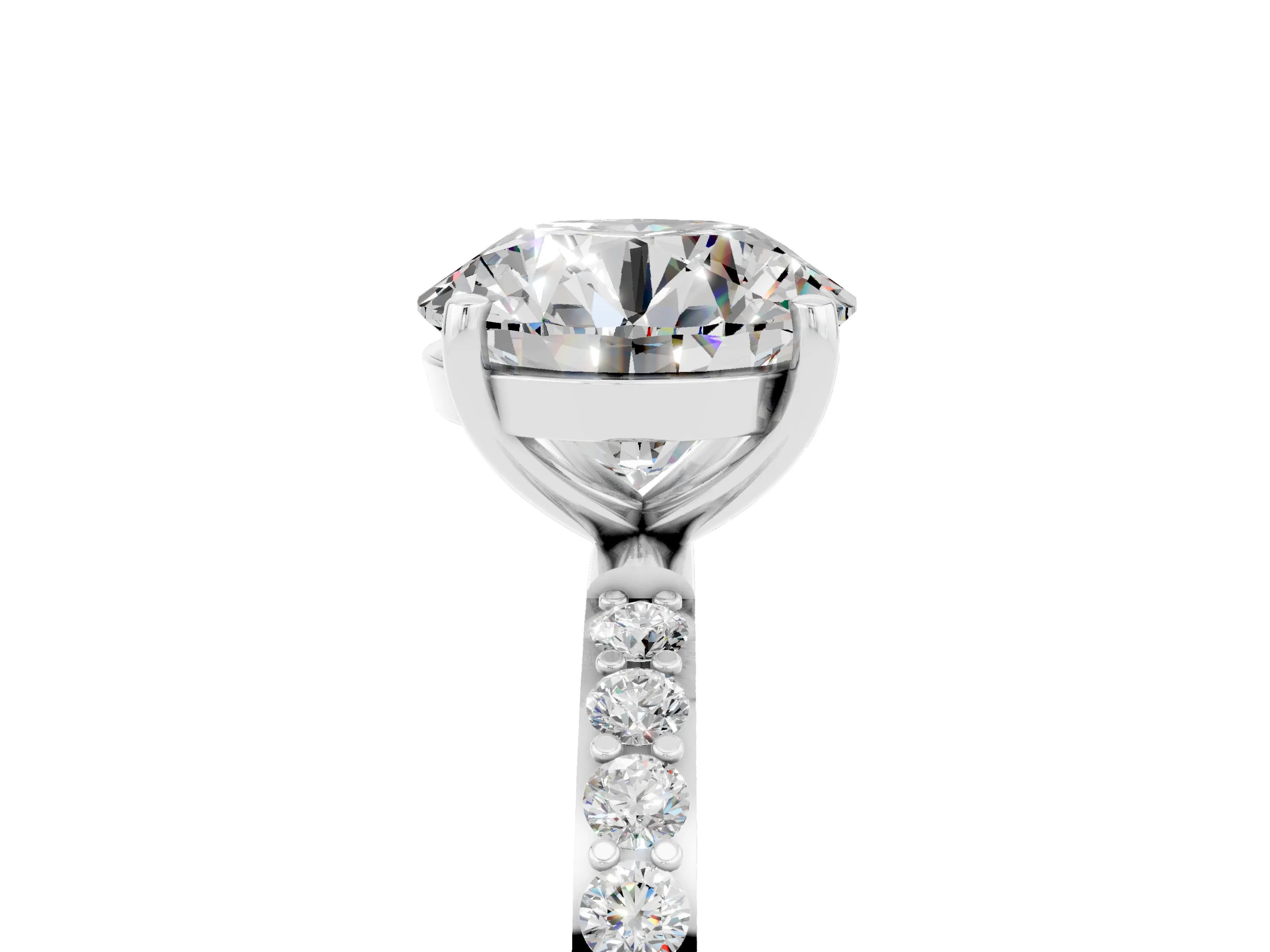 White gold Round Cut Diamond Pavé Band with Six-Prong Setting_5