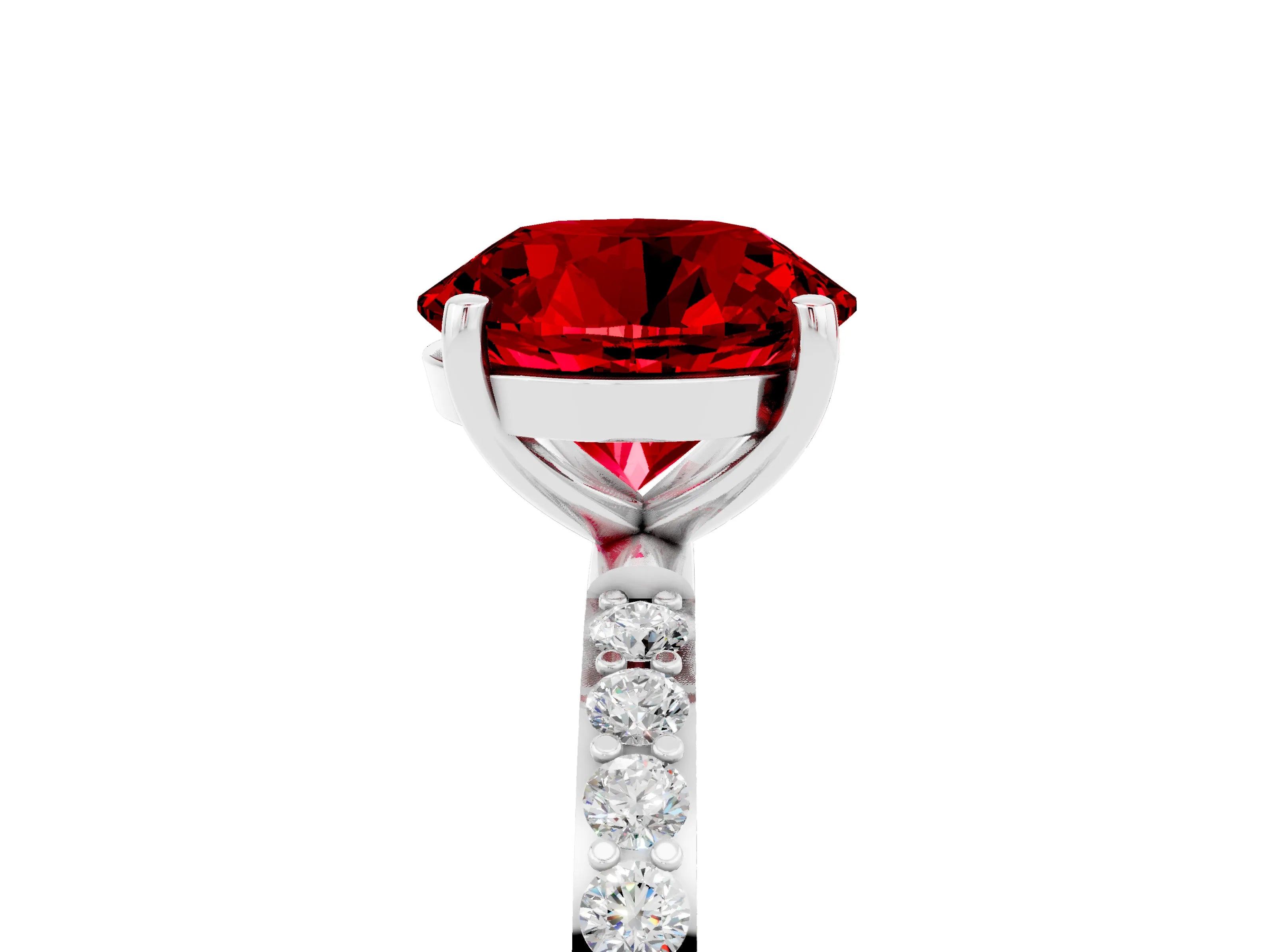 White gold Round Cut Diamond Pavé Band with Six-Prong Setting_5