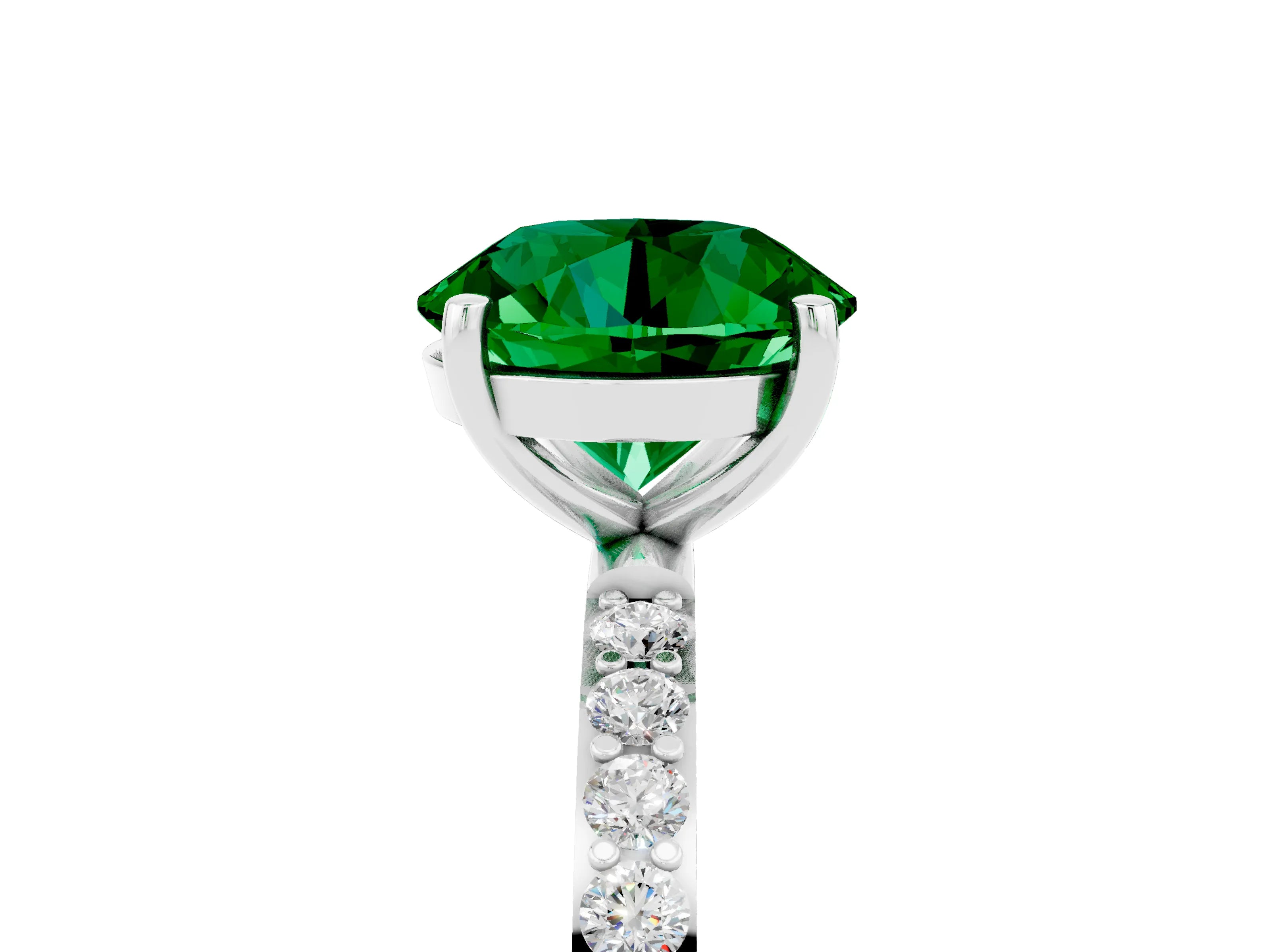 White gold Round Cut Diamond Pavé Band with Six-Prong Setting_5