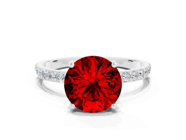 White gold Round Cut Diamond Pavé Band with Six-Prong Setting