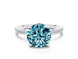 White gold Round Cut Diamond Pavé Band with Six-Prong Setting