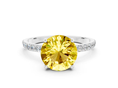 White gold Round Cut Diamond Pavé Band with Six-Prong Setting