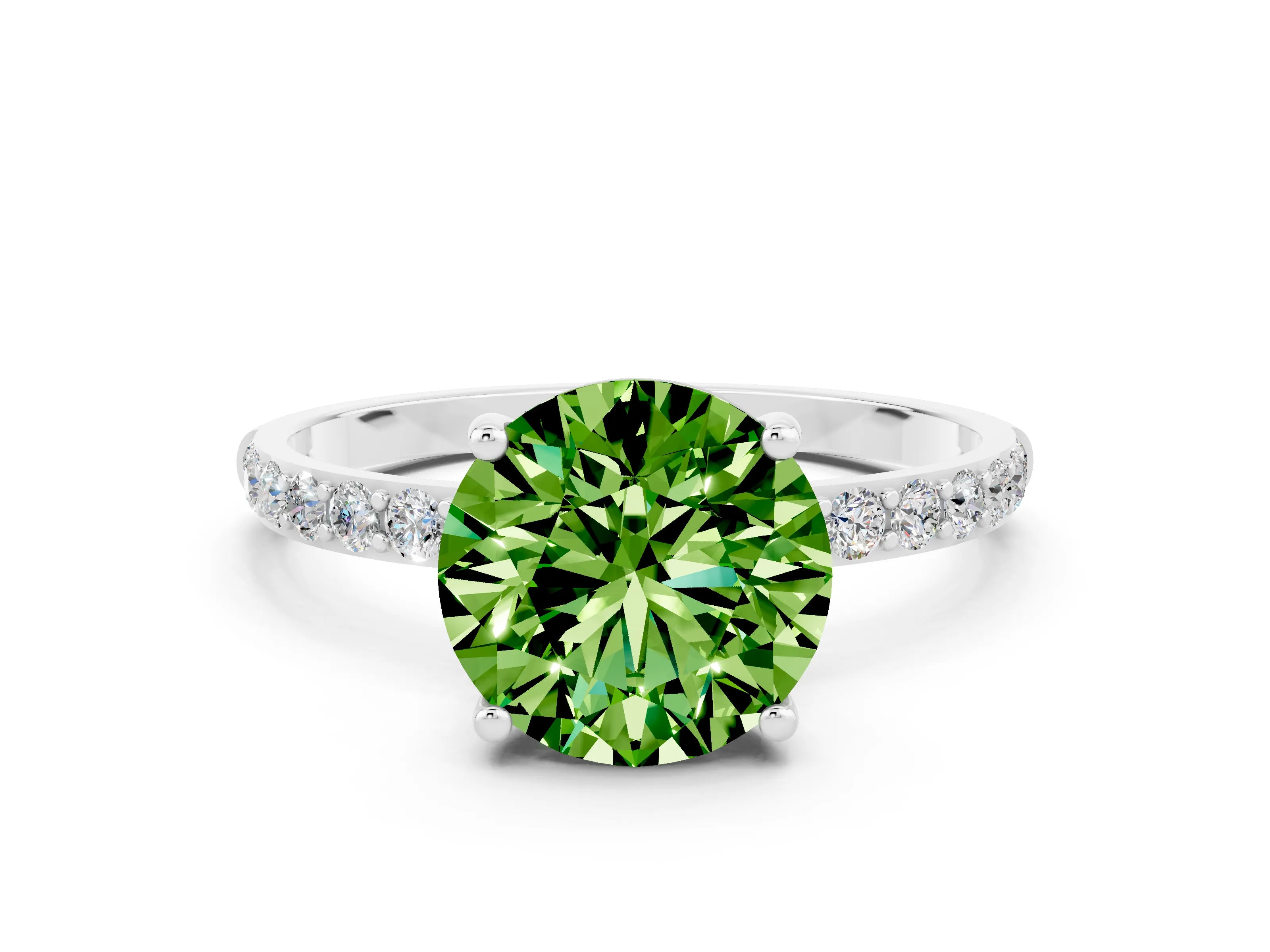 White gold Round Cut Diamond Pavé Band with Six-Prong Setting