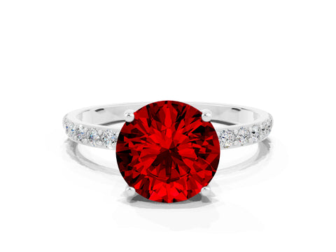 White gold Round Cut Diamond Pavé Band with Six-Prong Setting