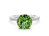 White gold Round Cut Diamond Pavé Band with Six-Prong Setting