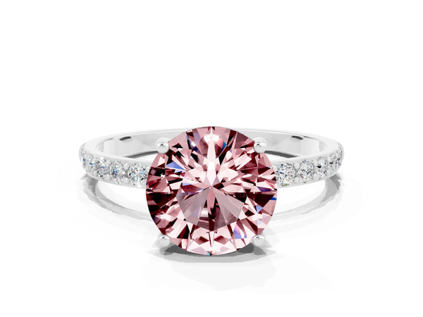 Platinum Round Cut Diamond Pavé Band with Six-Prong Setting