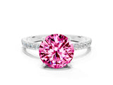 White gold Round Cut Diamond Pavé Band with Six-Prong Setting