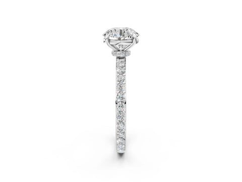 White gold Round Cut Diamond Pavé Engagement Ring with Round with Moissanite side stone Accents and Prong Setting_2