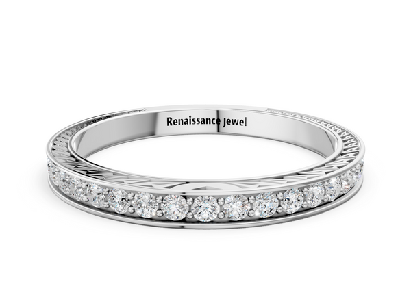 White gold Round Cut Diamond Pavé Eternity Band with Channel Setting