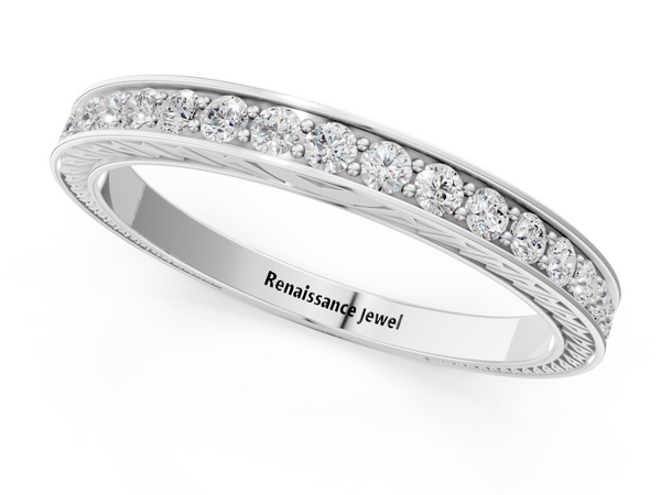 Platinum Round Cut Diamond Pavé Eternity Band with Channel Setting