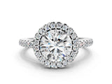 White gold Round Cut Diamond Pavé Halo Ring with Four-Prong Setting_61