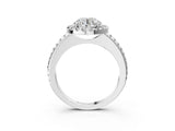 White gold Round Cut Diamond Pavé Halo Ring with Four-Prong Setting_64