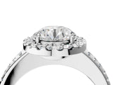 White gold Round Cut Diamond Pavé Halo Ring with Four-Prong Setting_65