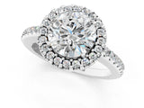 White gold Round Cut Diamond Pavé Halo Ring with Four-Prong Setting_70