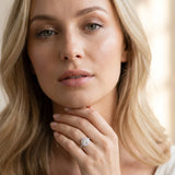 White gold Round Cut Diamond Pavé Halo Ring with Four-Prong Setting_74