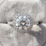 White gold Round Cut Diamond Pavé Halo Ring with Four-Prong Setting_76