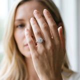 White gold Round Cut Diamond Pavé Halo Ring with Four-Prong Setting_85
