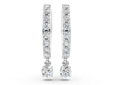 Silver 0.31 Carat E VS Round Diamond Pavé Hoop Earrings with Drop Accent