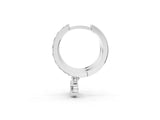 Silver 0.31 Carat E VS Round Diamond Pavé Hoop Earrings with Drop Accent