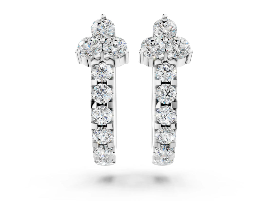 White gold Round Cut Diamond Pavé Huggie Hoop Earrings_4